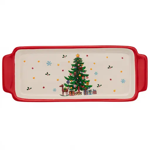 Новогоднее прямоугольное блюдо Yiwu фарфоровое 39х15х2 см CR-1-1
