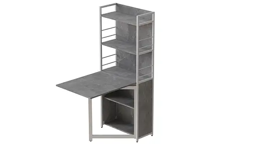 Стол книга с этажеркой Практик 2 Ferrum-decor 1555x640x990 Белый металл ДСП Бетон 16 мм (FRD-104638) - фото 4