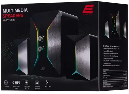 Акустическая система 2E 2.1 PCS301 RGB USB Black (2E-PCS301BK) - фото 4