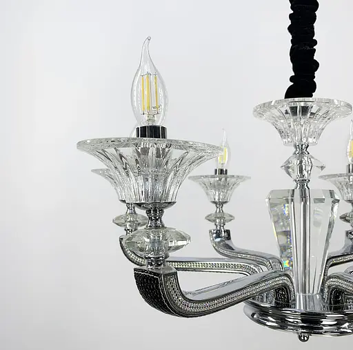 Классическая подвесная люстра с экокожией на корпусе Line.F S 609 BK - фото 3