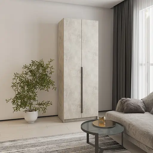 Шафа 2-дверна MebelStar Оскар ДСП BG, блок шухляд+полиці 80x52x220 см Бетон (MBS-4471)