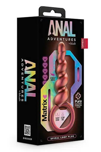 Анальна пробка Anal Adventures Matrix Spiral Loop Plug 13.3 см (жовтогарячий) - фото 5