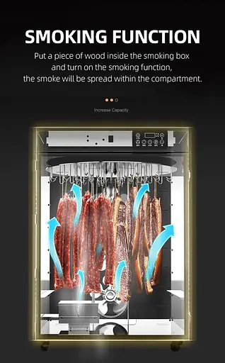 Роторний дегідратор з функцією копчення для ковбасних виробів м'яса риби Food Dehydrator LT-012 60 крюків - фото 4