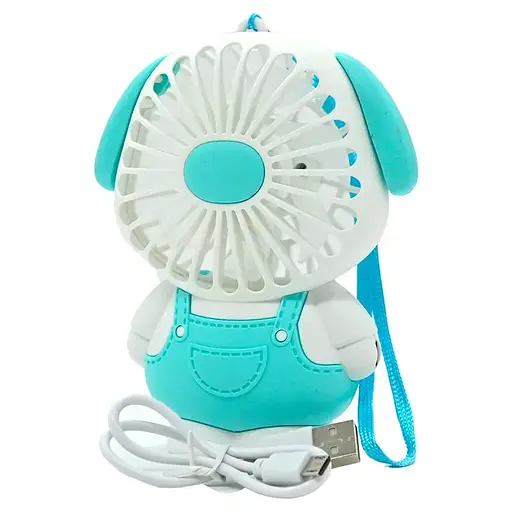 Вентилятор Собачка, 3 цвета, 2 режима, подсветка, от аккумулятора 5 V (В ассортименте)