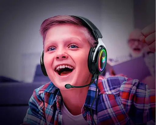 Дротові ігрові навушники Onikuma Gaming with LED X10, USB, 3.5mm, 2.1m, black-silver - фото 2