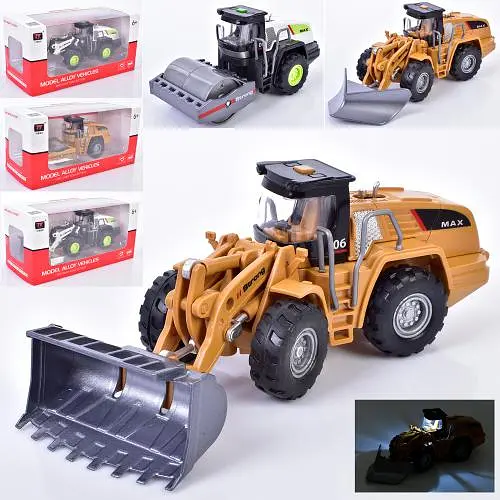 Строительная техника металлическая, инерция, масштаб 1:32, подвижные детали, звук, свет, резиновые колеса (В ассортименте) - фото 2