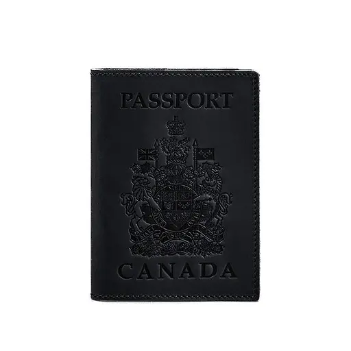 Кожаная обложка для паспорта с канадским гербом темно-синяя Crazy Horse - фото 6