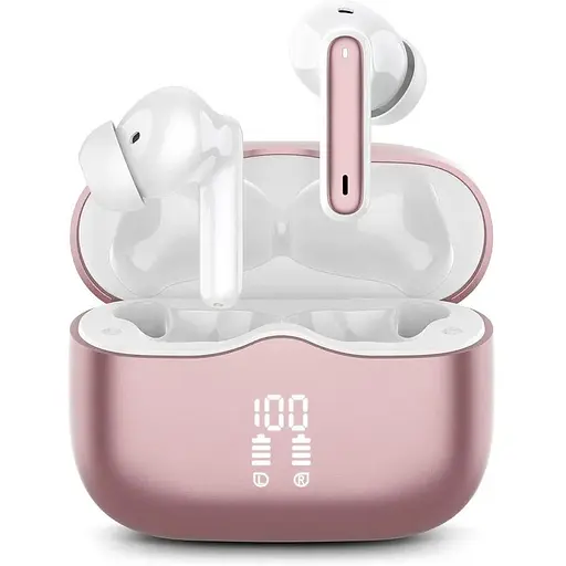 Беспроводные водонепроницаемые наушники Xinwld A97 Pro, 36 часов воспроизведения, светодиодный дисплей, сверхлегкие, розовое золото.