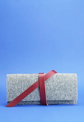 Тревел-кейс женский 1.0 из фетра с кожаными бордовыми вставками - фото 2