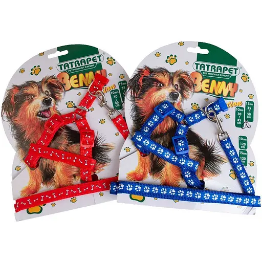Набір шлея і повідець для собак TatraPet Benny в асортименті 1.5 х 35-50 x 120 см
