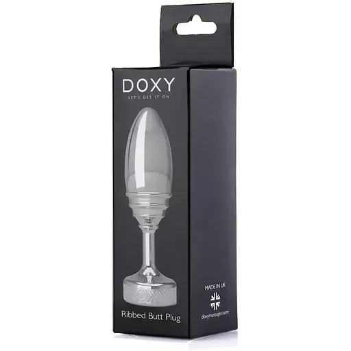 Металева анальна пробка Doxy Butt Plug Ribbed ребристий діаметр 3.3 см - фото 5