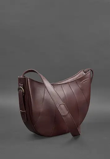 Шкіряна жіноча сумка Круасан Krast бордова - фото 3