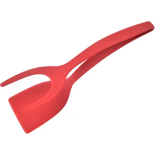 Лопатка-щипці 2в1 для перевертання та захоплення продуктів 31 см, Kitchen Master Червоний 87414 - фото 1