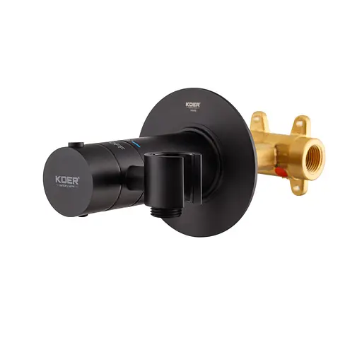 Гигиенический душ скрытого монтажа Koer KB-24029-05 с термостатом Black KR5494, Черный матовый - фото 3