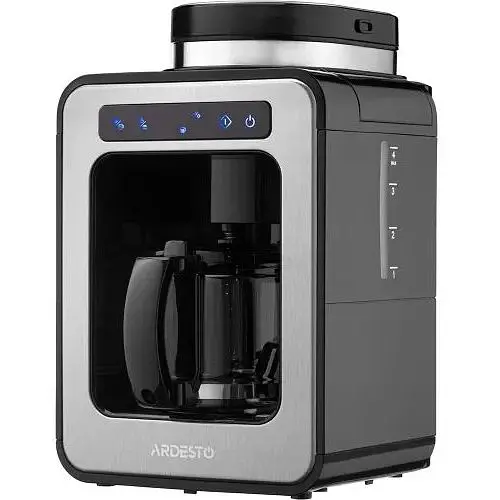 Кофеварка Ardesto FCM-DG064, Black/Inox, 600 Вт, капельная, резервуар 0,5 л, зерно + молотый кофе, дисплей - фото 1