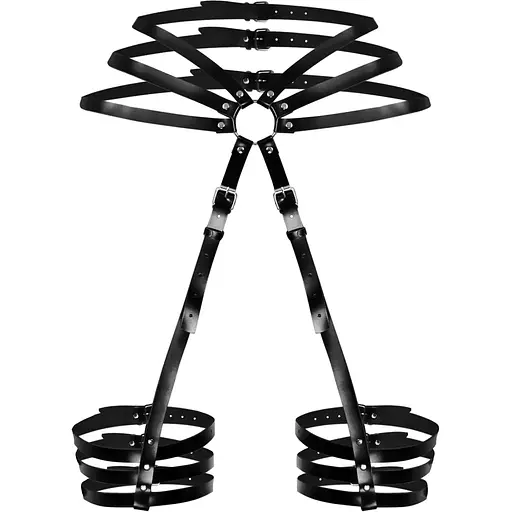 Сексуальные кожаные гартеры с поясом Art of Sex - Vivien, размер XS-M, цвет черный - фото 3