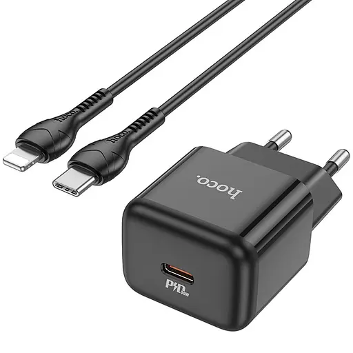 МЗП Hoco N32 Glory PD30W (1USB-C) + кабельType-C to Lightning Black - фото 2