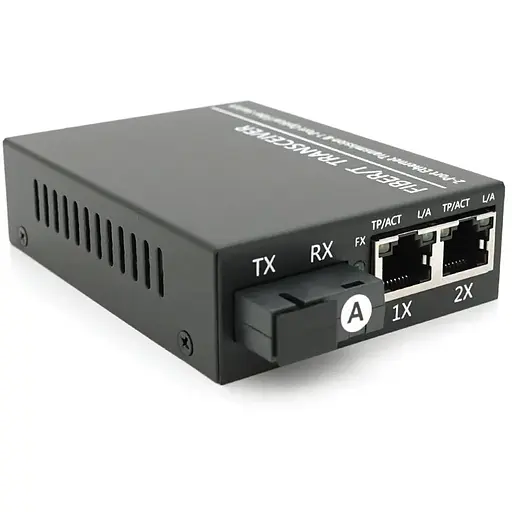 2х портовий медіаконвертор ONV-0110S-SCX-S2-A, 2*100М RJ45 + 1*SC порт (1310/1550nm, 20km)