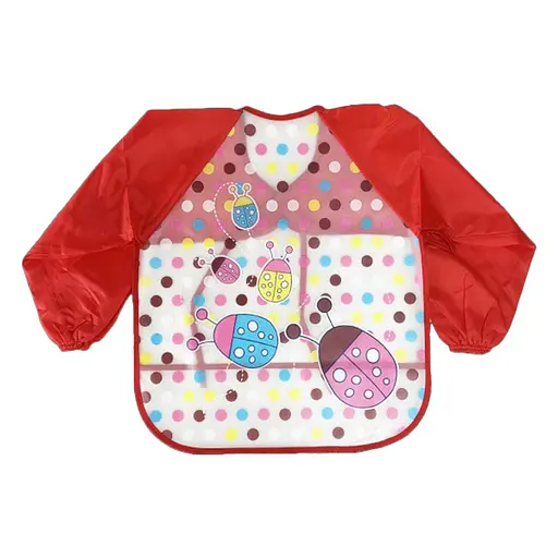 Слинявчик з рукавами "Сонечка" MGZ-0610-2 червоний, клейончатий, на зав`язках