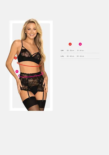 Комплект білизни Obsessive Peonesia S/M чорний - фото 7