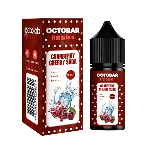 Набір компонентів для самозамісу сольової заправки Octobar Fresh & Sour 30 мл Cranberry Cherry Soda Журавлина Вишня, 0-65 мг (17883)