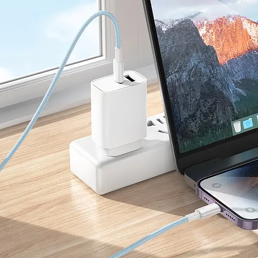 Дата кабель Borofone BX117 Source Type-C to Lightning 27W (1m) Blue - фото 4