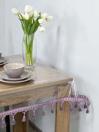 Скатерть силиконовая с фиолетовой бахромой 330х110 см - фото 8