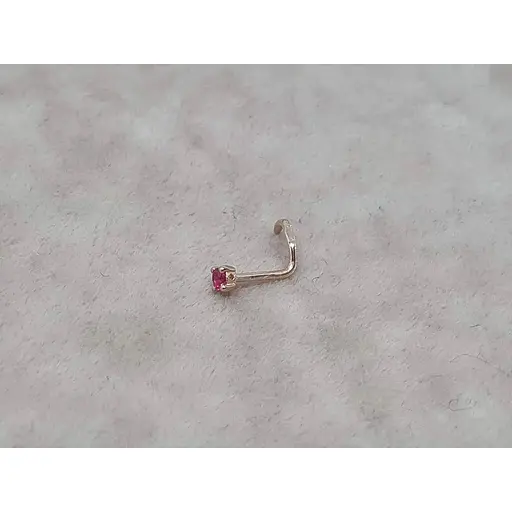 Золотая серьга-пирсинг в нос Dear с фианитом. 1018.1 Розовый - фото 2