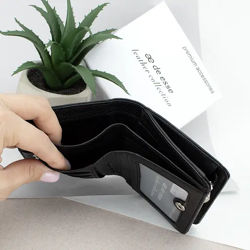 Гаманець жіночий шкіряний De Esse LC89011-F9901 маленький чорний - фото 5