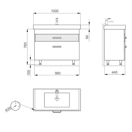 Тумба з умивальником Sanwerk Сиерра 100 Білий з умивальником Принц MV0000452 Білий - фото 6