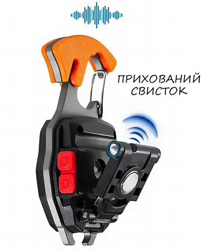 Многофункциональный мини фонарик брелок СОВ 5147 с зажигалкой стопорезом с карабином - фото 9