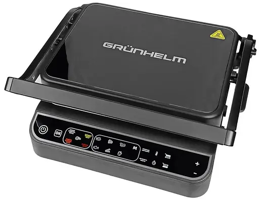 Прижимной контактный электрический гриль Grunhelm G2203 домашний с антипригарным покрытием 2200Вт Черный - фото 3