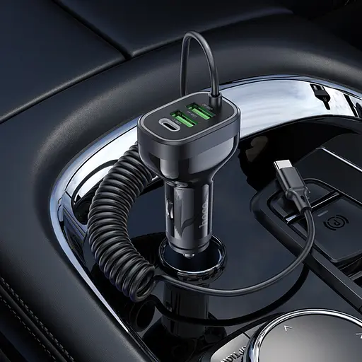 Автомобильное зарядное устройство Hoco NZ11A 2USB/ Type-C PD 30W черный + кабель Type-C - фото 7