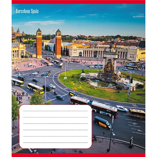 Тетрадь ученическая "Панорама города" Leader 012-510201C-1 в косую линию, 12 листов - фото 1