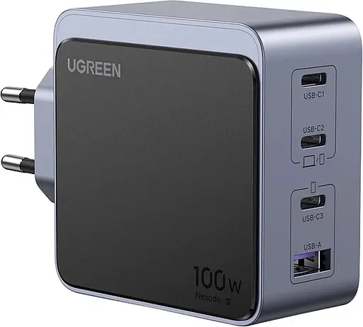 Зарядний пристрій Ugreen Nexode Air Gan X565 100W (3xUSB-C+USB-A) Fast Charger Сірий (UGR-35043) - фото 1