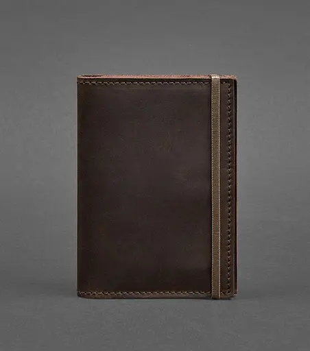 Шкіряна обкладинка для паспорта 2.0 темно-коричнева Crazy Horse - фото 1