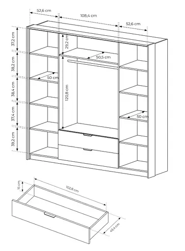 Шкаф для одежды Perfect Home Милтон / Milton 4-дверный с зеркалом 4D2S/220 Каштан/антрацит (PFH-091085) - фото 7