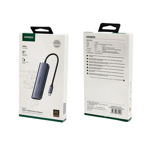 Разветвитель - хаб Ugreen CM195 ​​Usb-C to 2 Ports Usb3.0-A Hub + HDMI + TF / SD (UGR-70411) серый - фото 5
