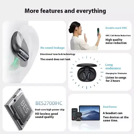 Бездротові навушники ACEFAST FA002 ACEFIT Air wireless earbuds Black - фото 6