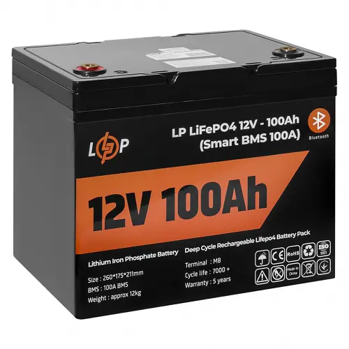 Аккумулятор LogicPower LiFePO4 12V (12,8V) - 100 Ah (1280Wh) (Smart BMS 100А) - фото 5