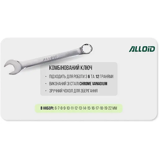 Набір ключів комбінованих Alloid 15 предметів (НК-2005-15М) - фото 3