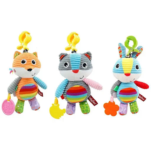 Підвіска м’яка, 27 см, тварина, прорізувач, розтяжка, звук, брязкальце, 21x25x7 см (В асортименті) - фото 2