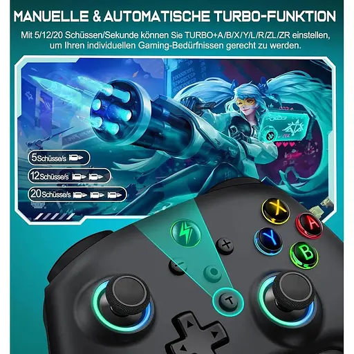 Переключатель беспроводного контроллера ALEEMTRY Pro Controller с функцией RGB Light/Programmable/Ake - фото 7