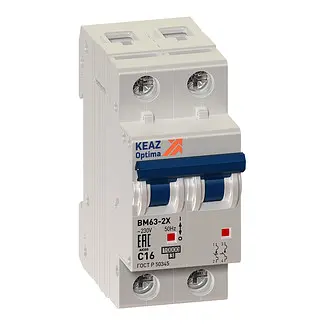 Выключатель автоматический ВМ 63-2Х-С-63А УХЛЗ (КЕАЗ) OptiDin 6кА (уп. 6 шт.) ОРИГИНАЛ - фото 1