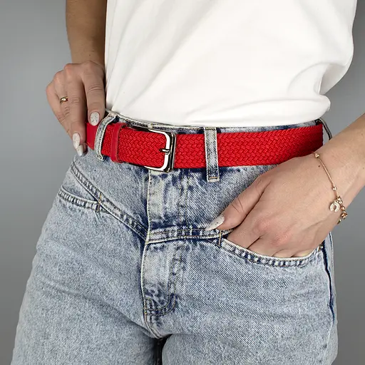 Ремень-резинка женский PS-35008 (100 см) красный плетеный - фото 2