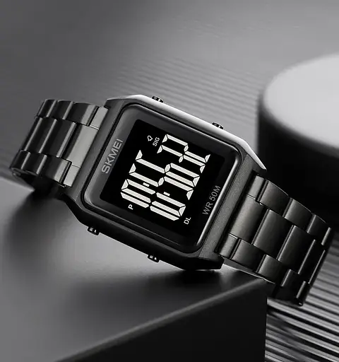 Чоловічий наручний годинник Skmei 1879 (Чорний з чорним) - фото 5