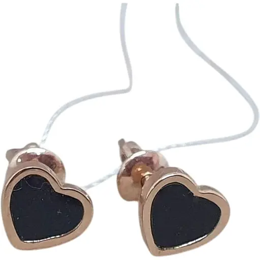 Золотые серьги-пуссеты Вселенная Сердечки с эмалью. 20715614