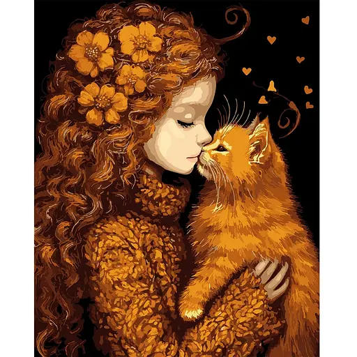 Картина за номерам Santi Дівчинка та кошеня 40х50 см (955745)