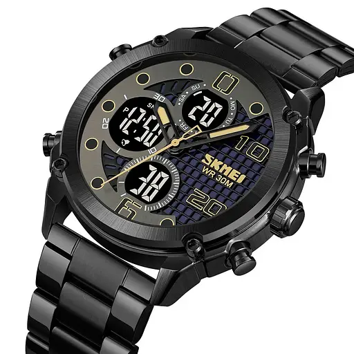 Чоловічий наручний годинник на сталевому браслеті Skmei 1975 (Чорний) - фото 2
