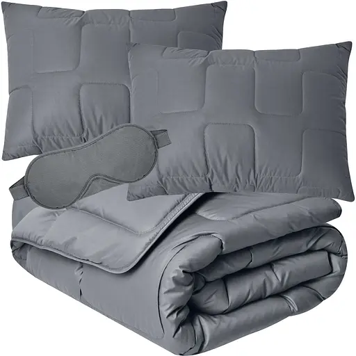 Набір євро Ideia з штучного пуху ManMaker ковдра та подушка 2 шт. сірий тамаска для сну (8-35824) 